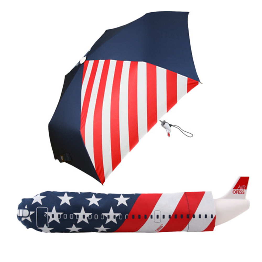 아이디어 비행기 3단 수동접이식 우산
